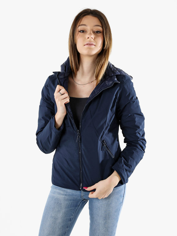 Solada Giubbino Donna 100 Grammi Reversibile Con Cappuccio - Blu Scuro Giacche Leggere Taglia L