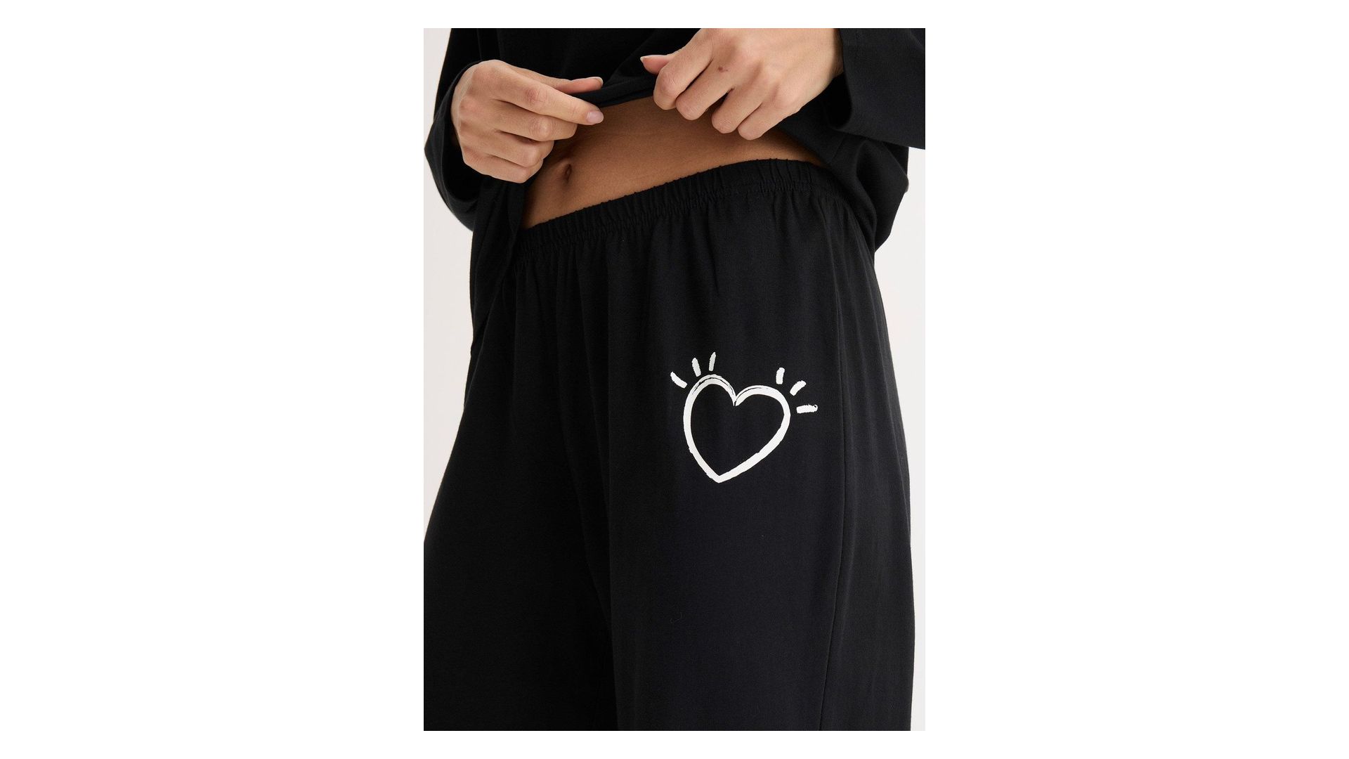 bonprix Pigiama in cotone morbido, Nero, 100% cotone