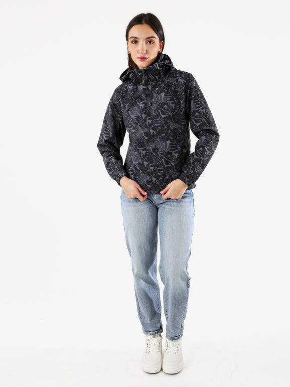 Solada Giacca Impermeabile Da Donna Con Cappuccio e Zip - Nero Leggere Taglia Xxl