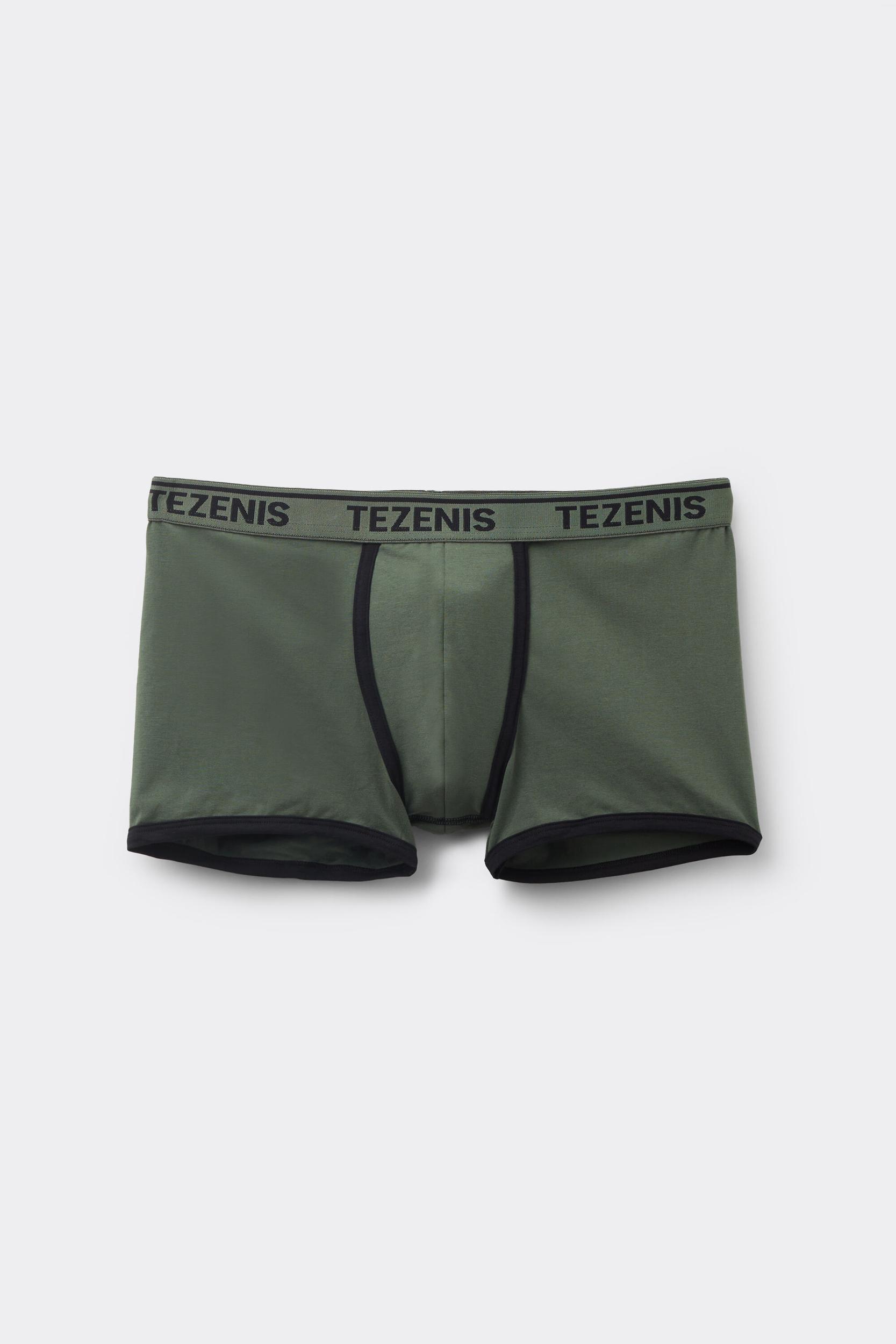 Tezenis Boxer in Cotone Organico con Bordi a Contrasto e Logo Uomo Verde Taglia L