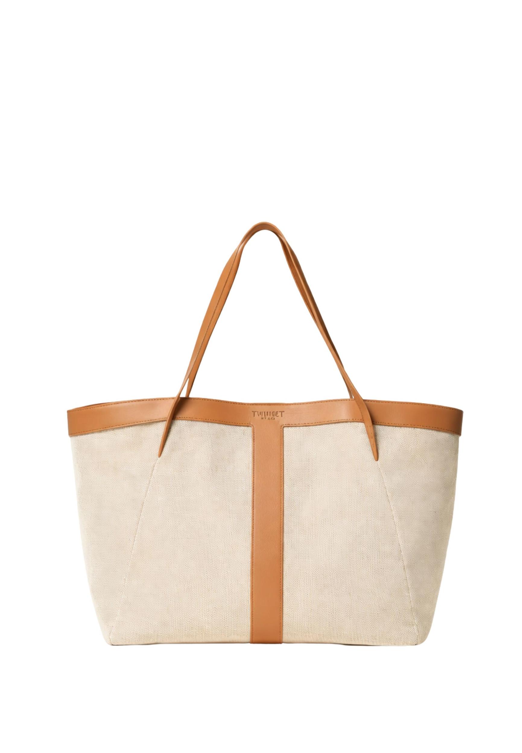 TWINSET Borsa shopper in canvas e pelle