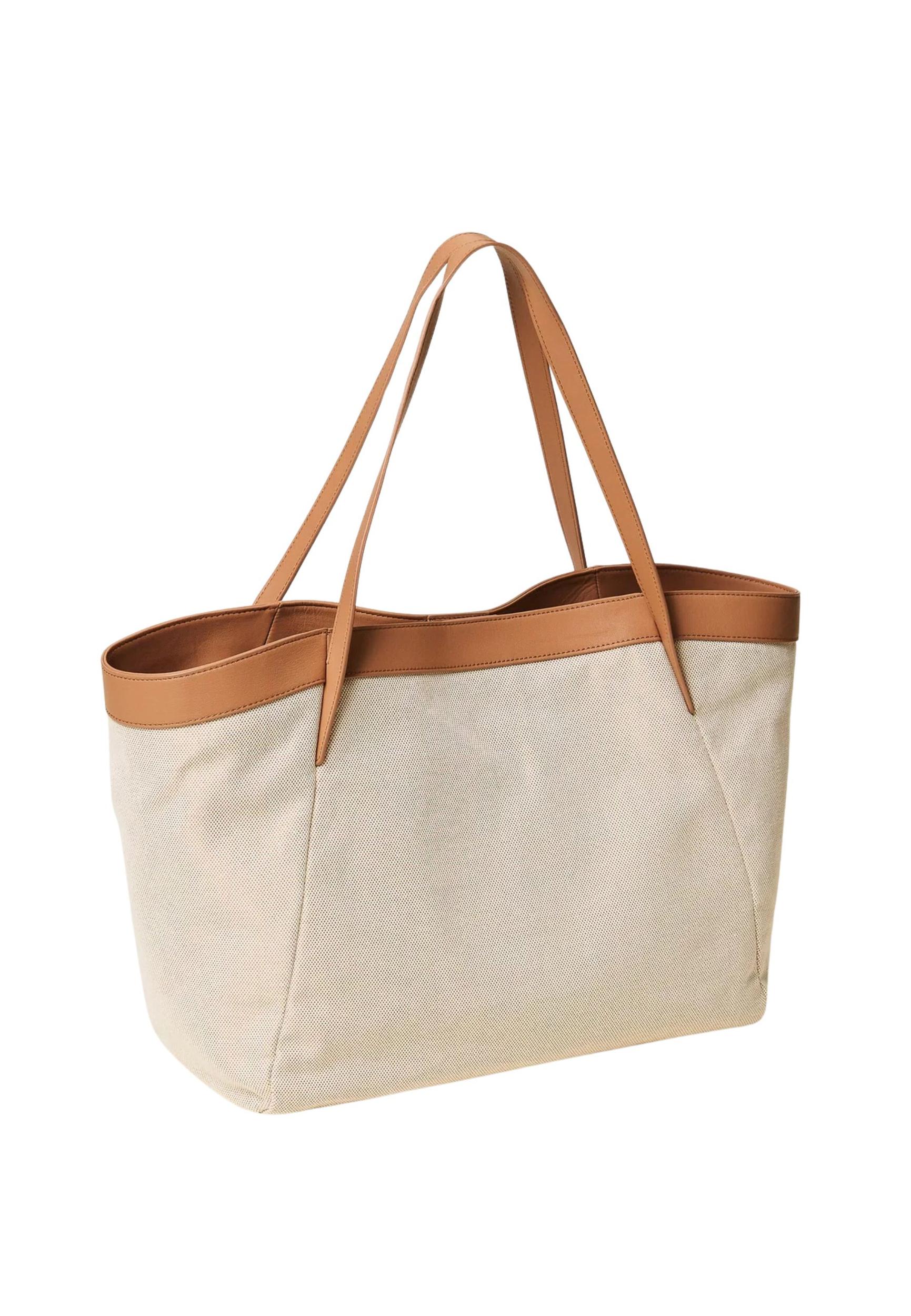 TWINSET Borsa shopper in canvas e pelle