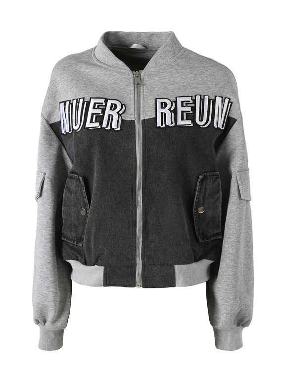 Solada Giacca In Jeans Da Donna Con Dettagli Felpa - Nero Taglia Unica