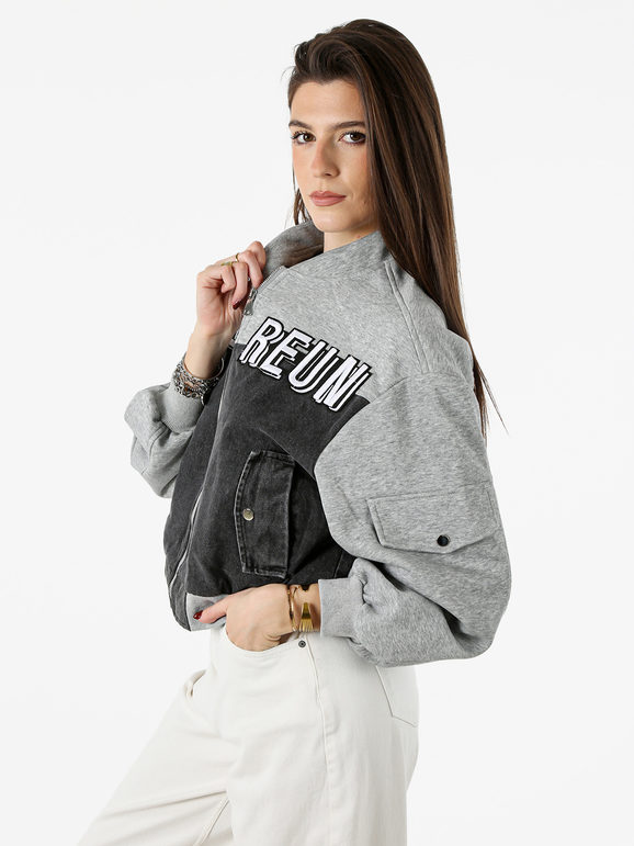 Solada Giacca In Jeans Da Donna Con Dettagli Felpa - Nero Taglia Unica