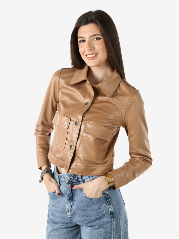 Solada Giacca Donna Leggera Con Bottoni - Cammello Leggere Beige Taglia L/xl