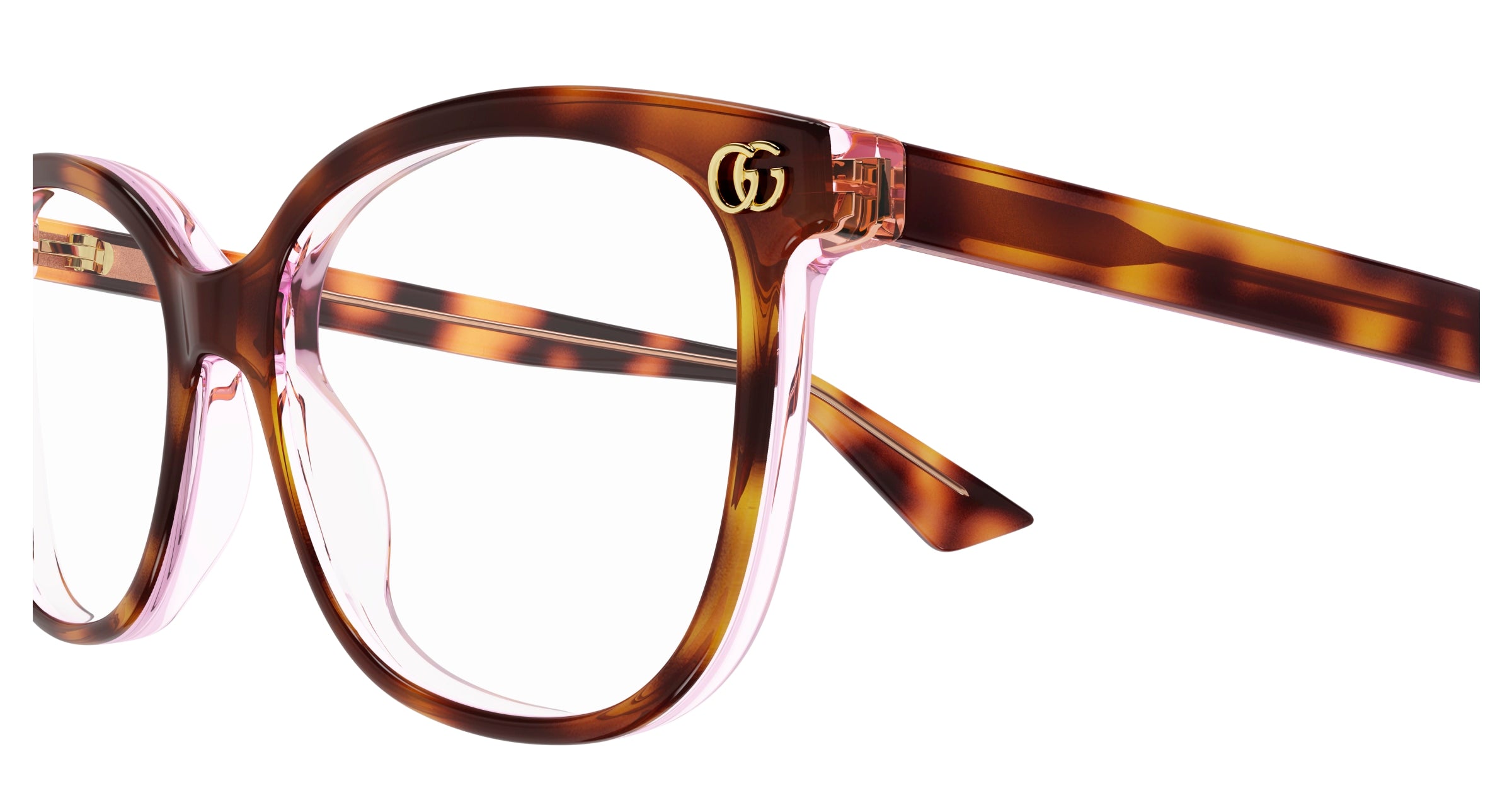 Gucci Donna Gucci GG1816O 004 Montature da vista Acetato Havana Trasparente Squadrata