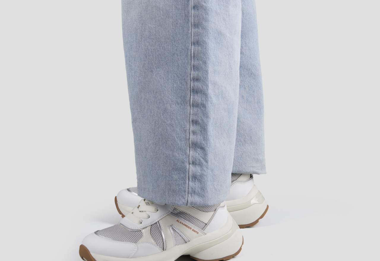 Alexander Smith Victoria Donna in pelle e tessuto tecnico con dettagli laminati argento