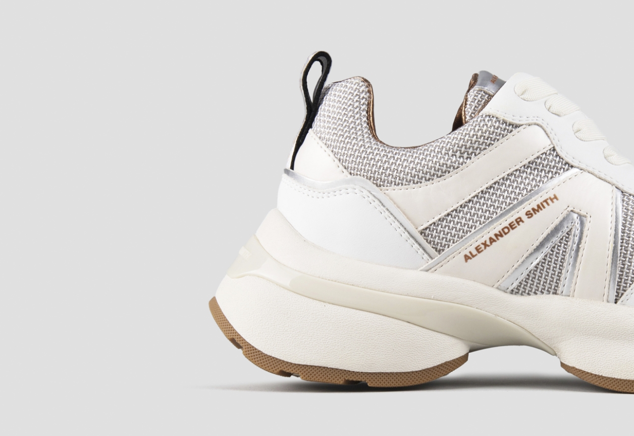 Alexander Smith Victoria Donna in pelle e tessuto tecnico con dettagli laminati argento