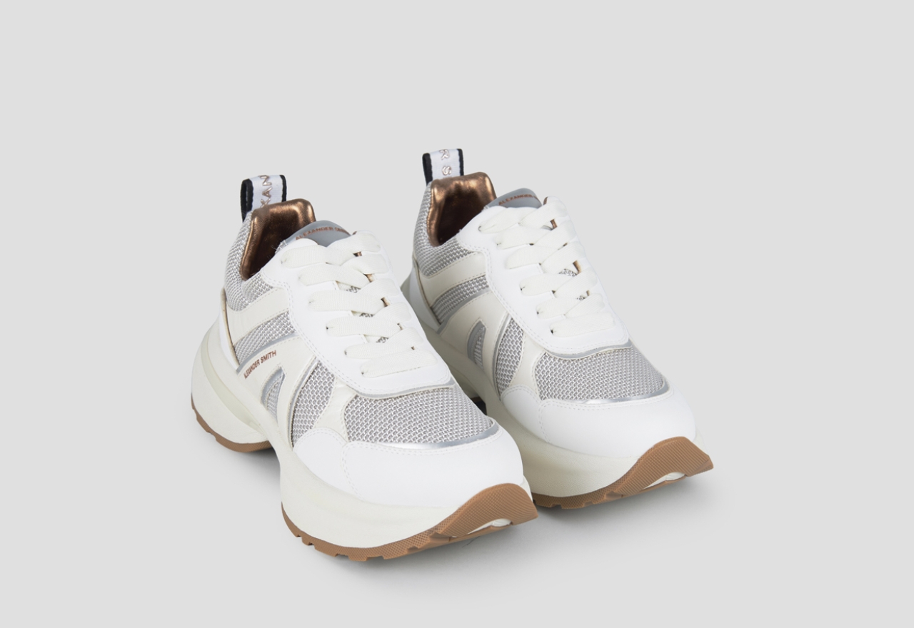 Alexander Smith Victoria Donna in pelle e tessuto tecnico con dettagli laminati argento