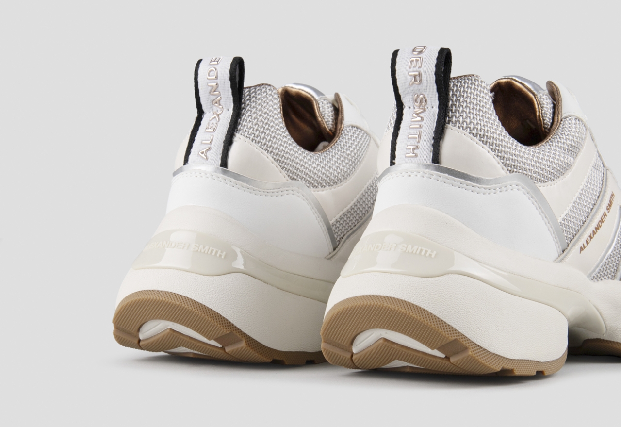 Alexander Smith Victoria Donna in pelle e tessuto tecnico con dettagli laminati argento