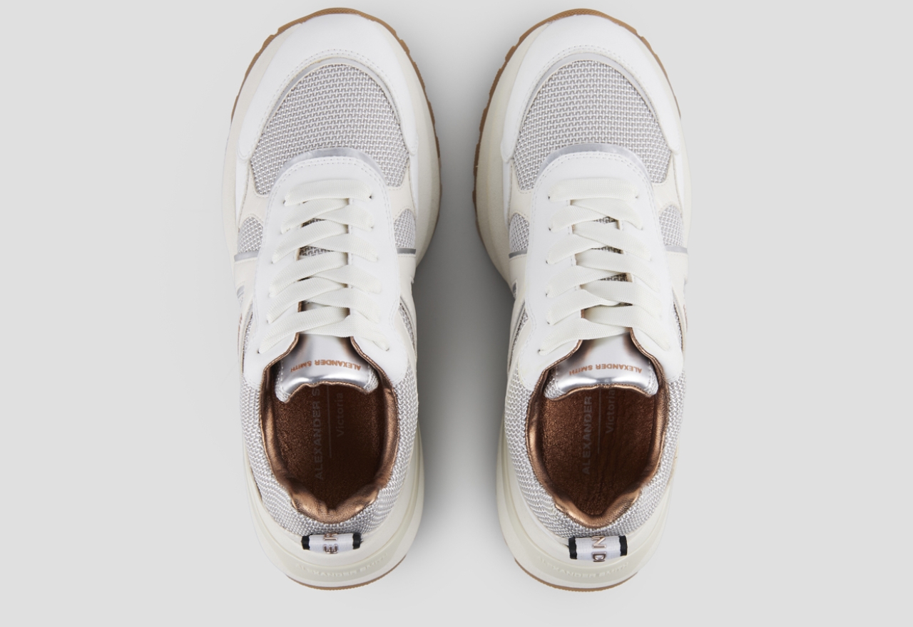 Alexander Smith Victoria Donna in pelle e tessuto tecnico con dettagli laminati argento