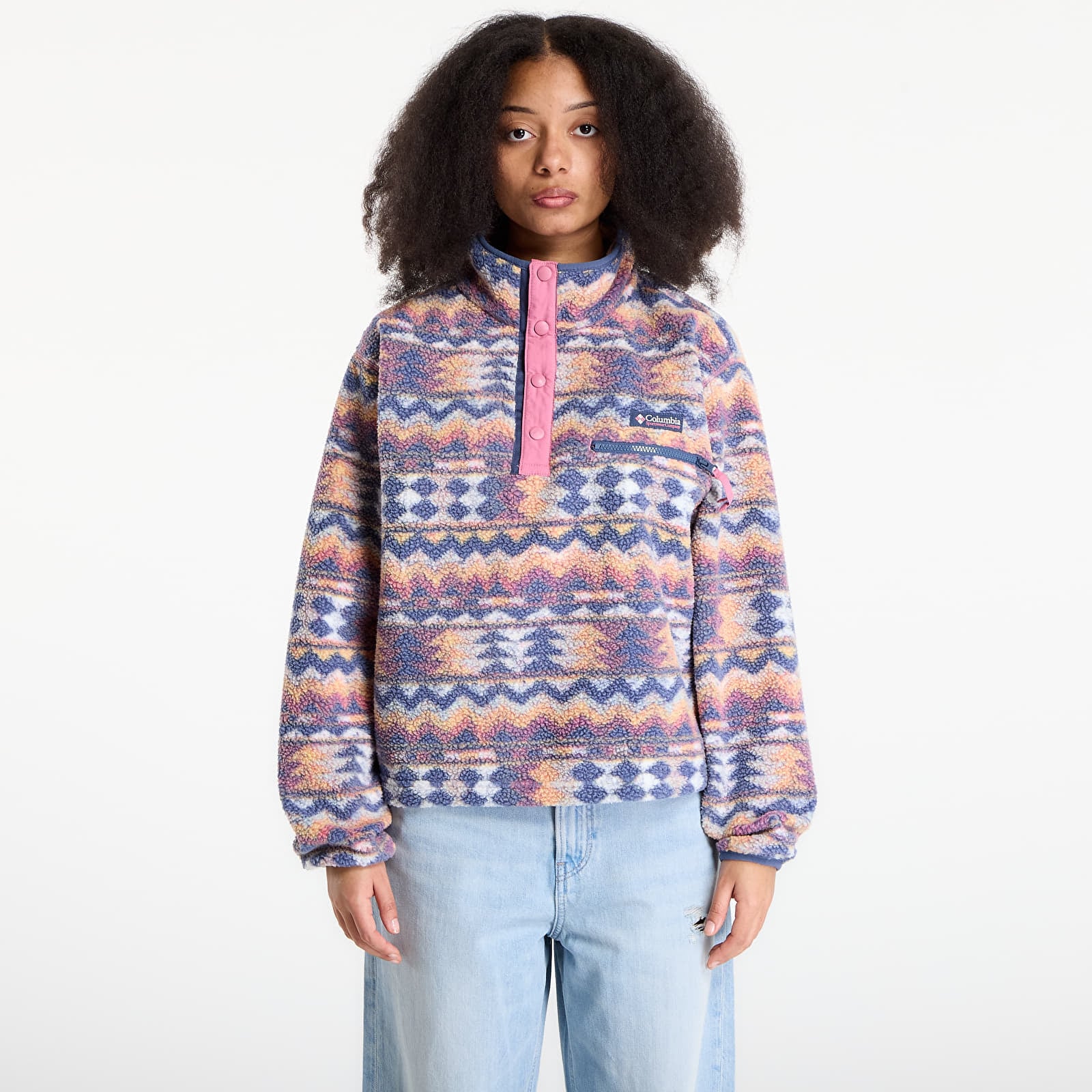 Giacca Columbia Helvetia II Cropped Sherpa Half Snap Fleece With Print Sea Salt/ Retrotree M