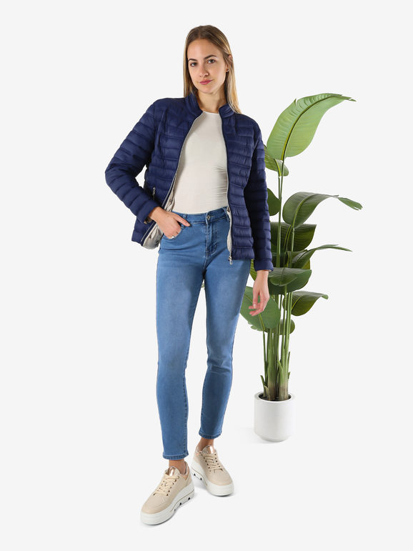 Cotton Belt Giubbino Donna 100 Grammi Con Zip - Blu Scuro Giacche Leggere Taglia S