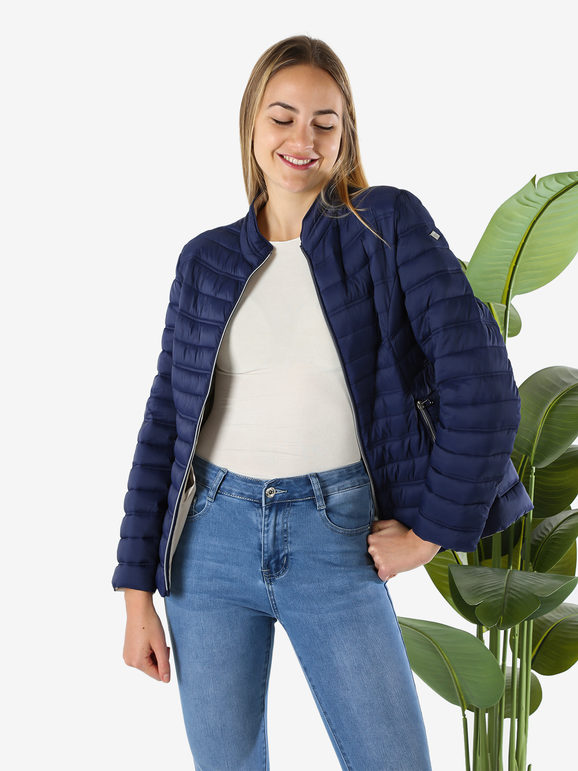 Cotton Belt Giubbino Donna 100 Grammi Con Zip - Blu Scuro Giacche Leggere Taglia S