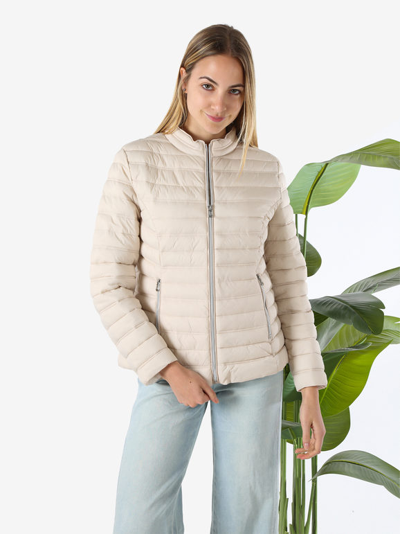 Cotton Belt Giubbino Donna 100 Grammi Con Zip - Beige Giacche Leggere Taglia 3xl