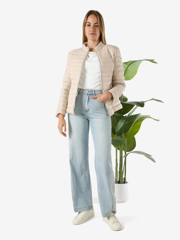 Cotton Belt Giubbino Donna 100 Grammi Con Zip - Beige Giacche Leggere Taglia 3xl