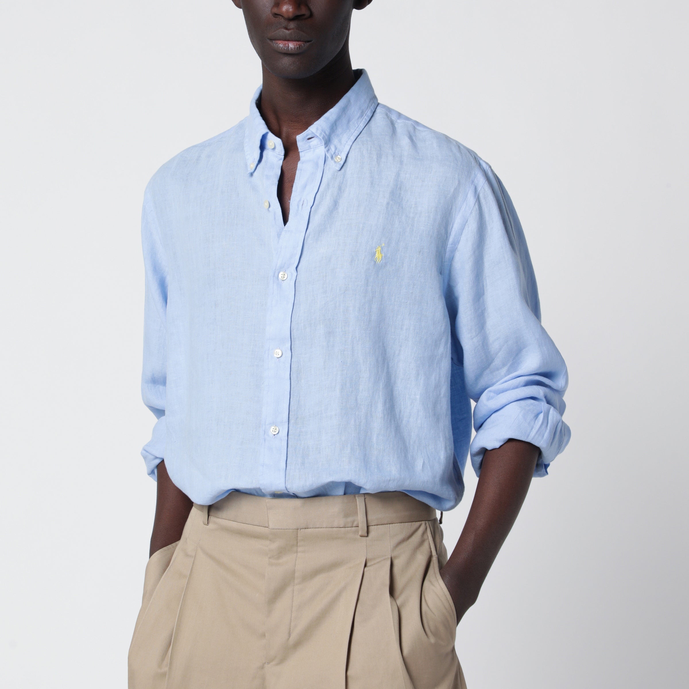 Polo Ralph Lauren Camicia button-down azzurra in lino