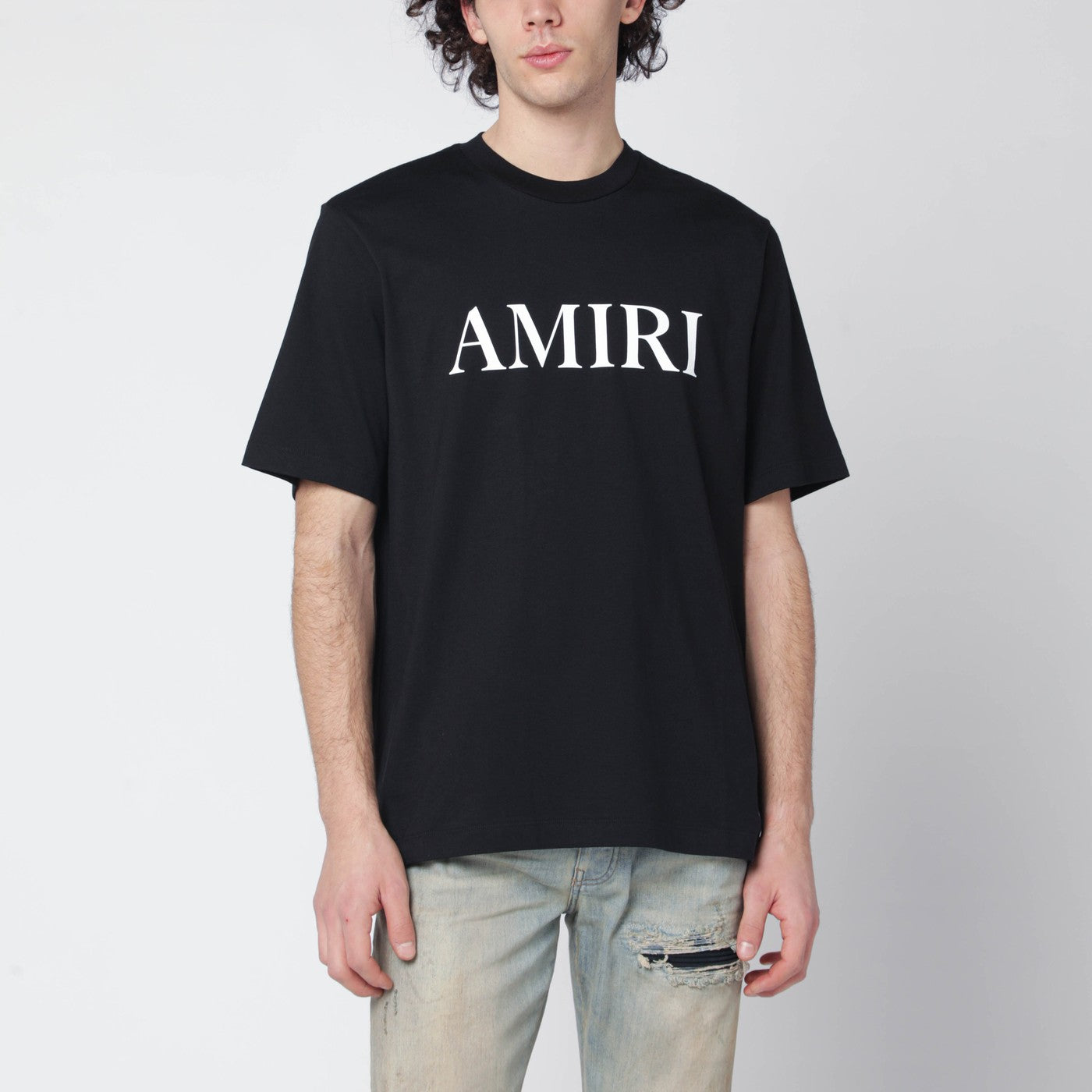 AMIRI T-shirt nera in cotone con logo
