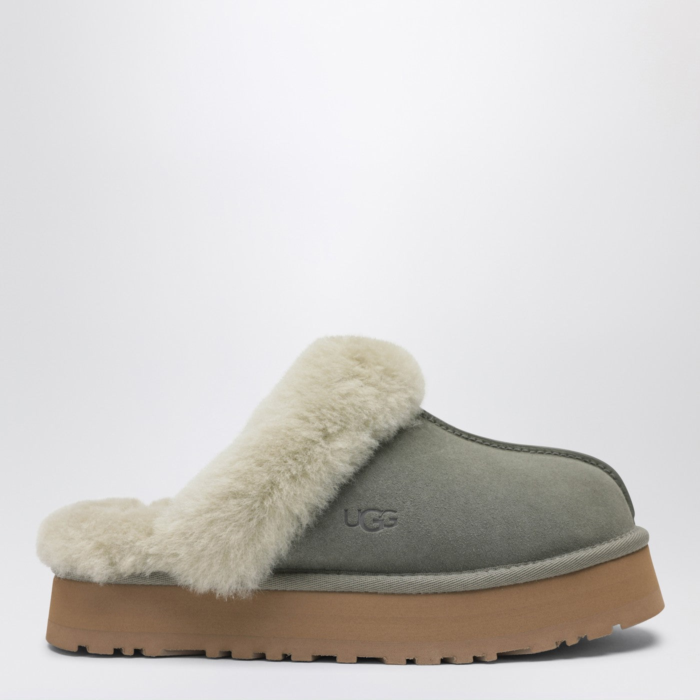 UGG Ciabatta Disquette verde muschio in pelle