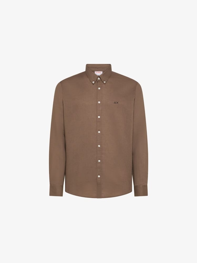 Sun68 camicia marrone uomo mini logo