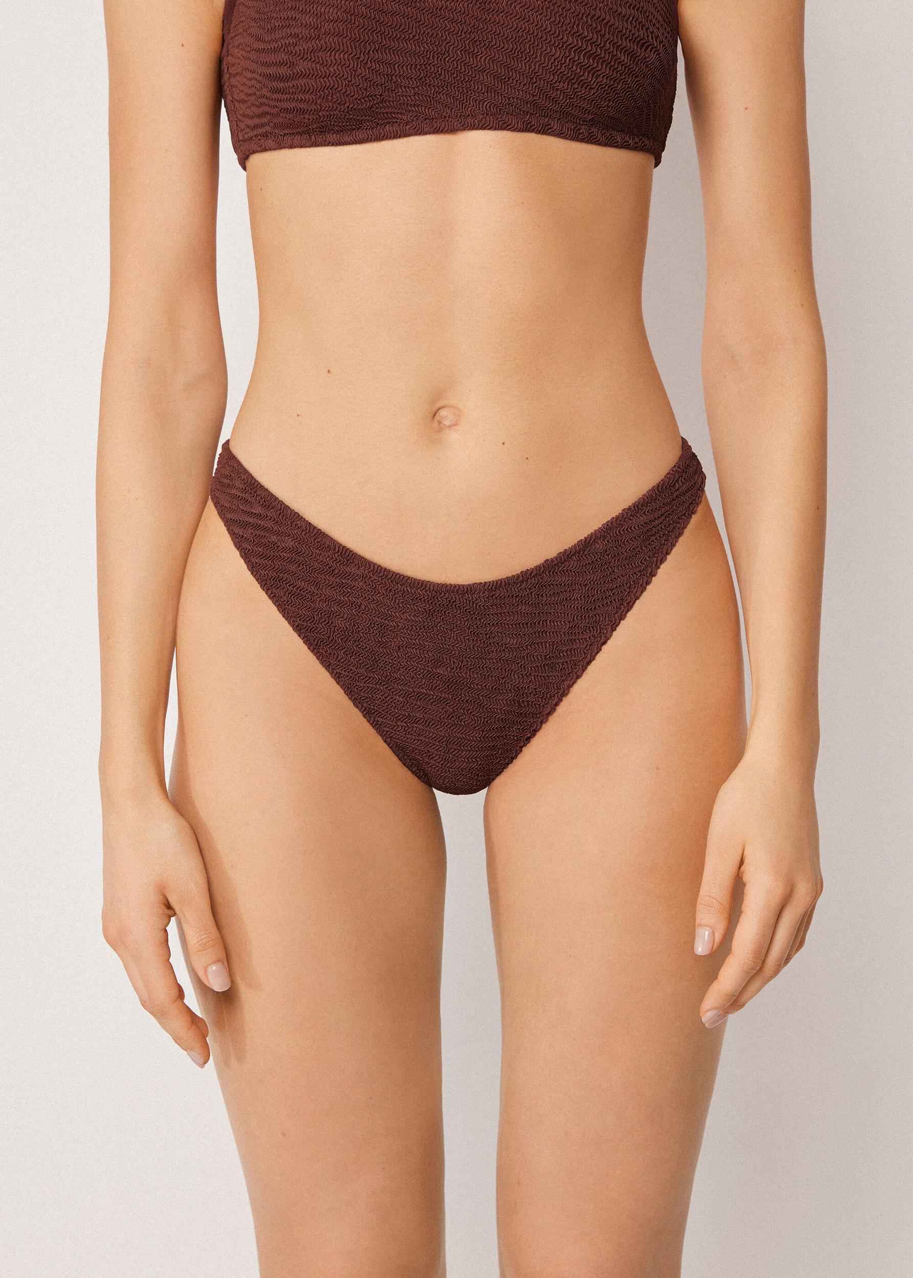 Calzedonia Brasiliana Costume Crinkle Waves Donna Marrone Taglia L