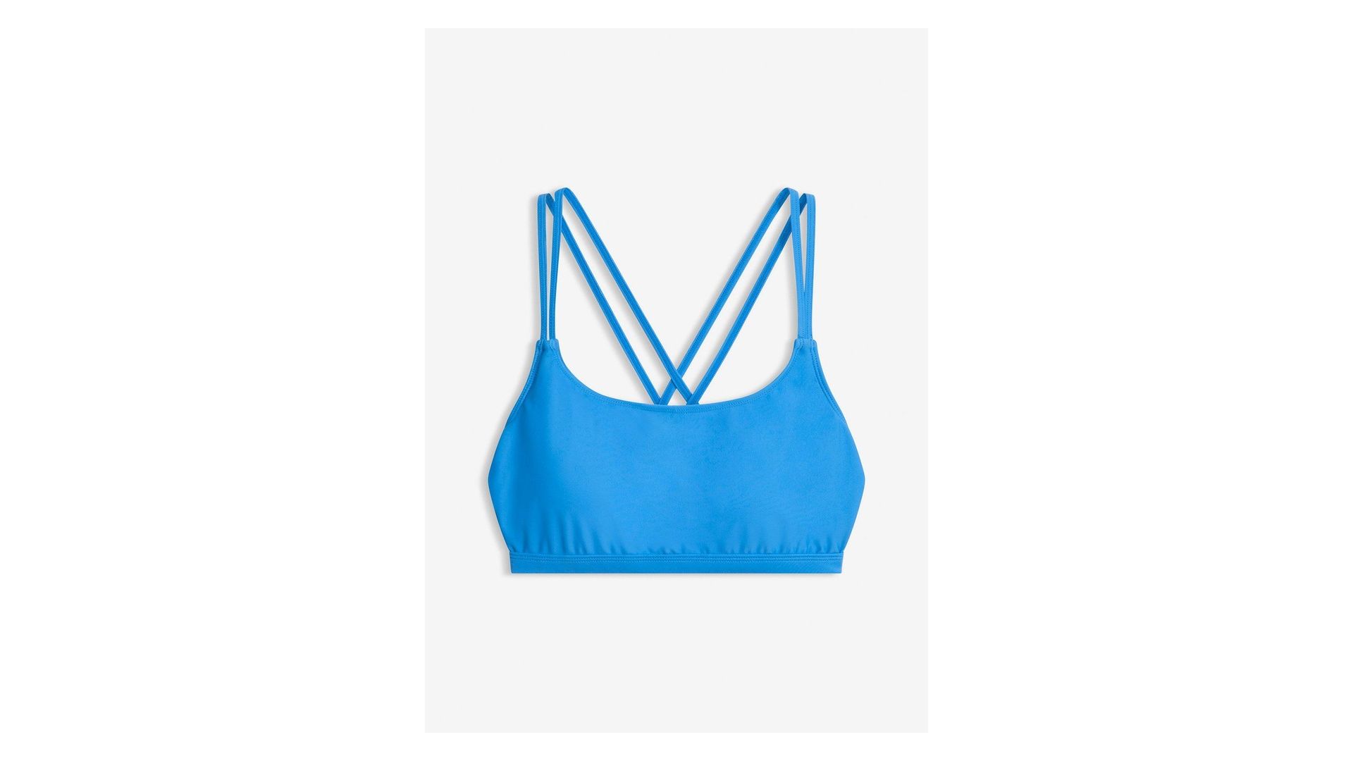 bonprix Reggiseno a bustier per bikini con spalline incrociate, Blu
