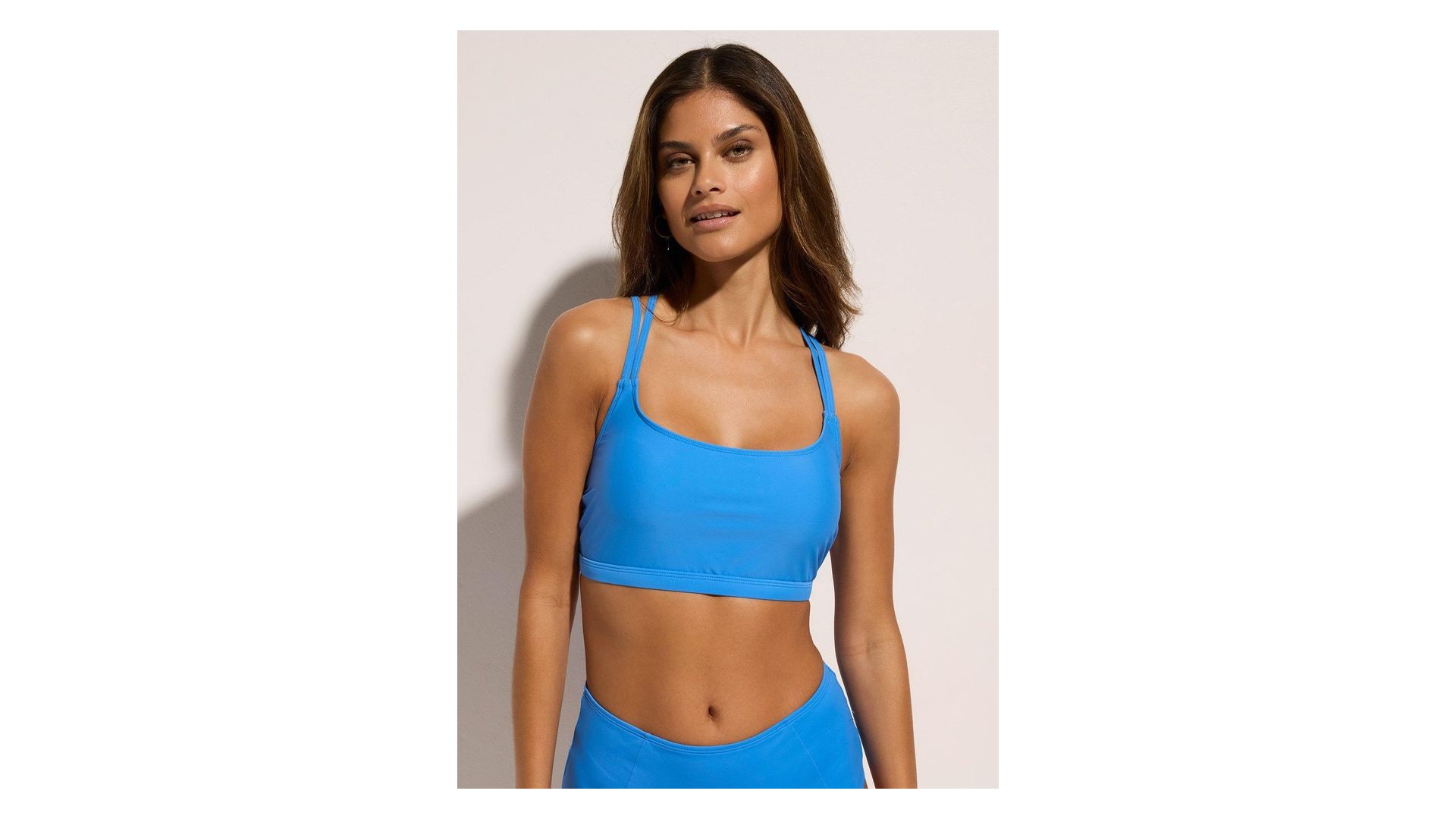 bonprix Reggiseno a bustier per bikini con spalline incrociate, Blu