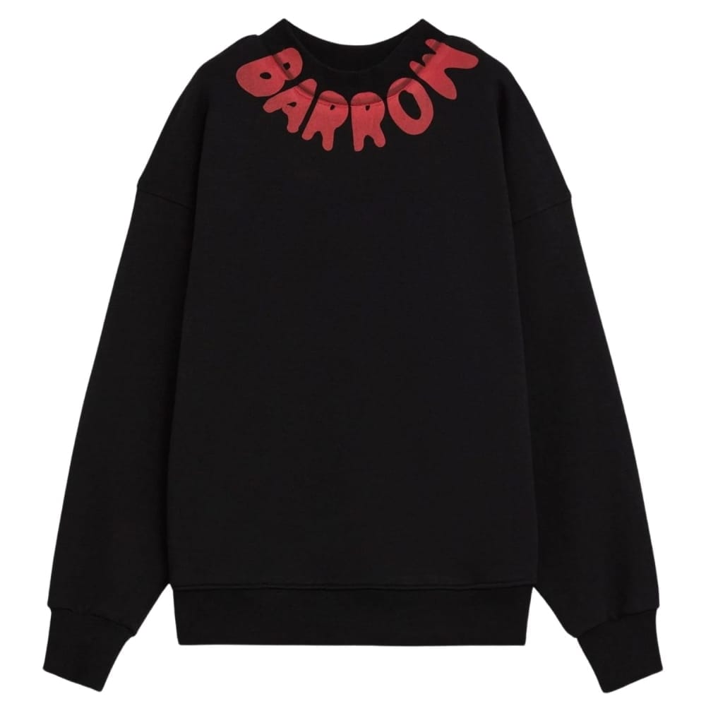 Barrow felpa girocollo unisex con maxi logo lettering stampato a contrasto colore sul collo nera