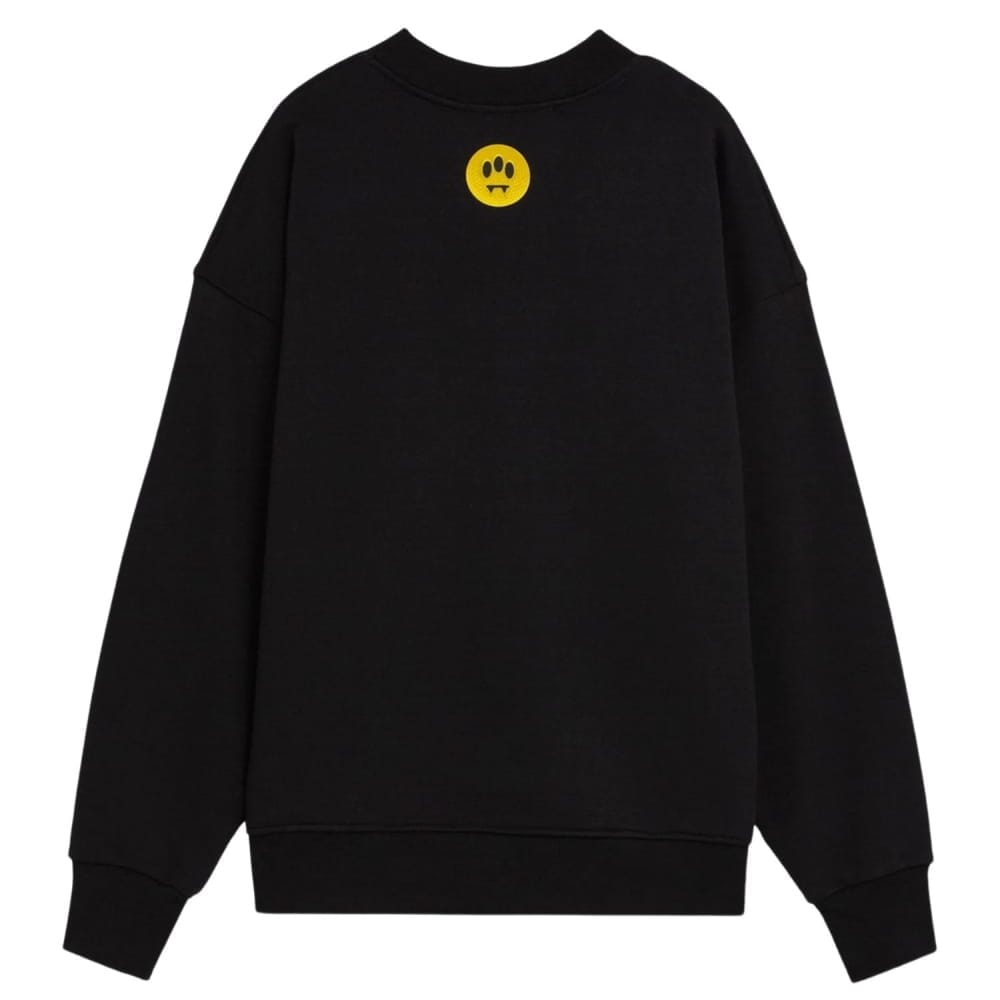 Barrow felpa girocollo unisex con maxi logo lettering stampato a contrasto colore sul collo nera
