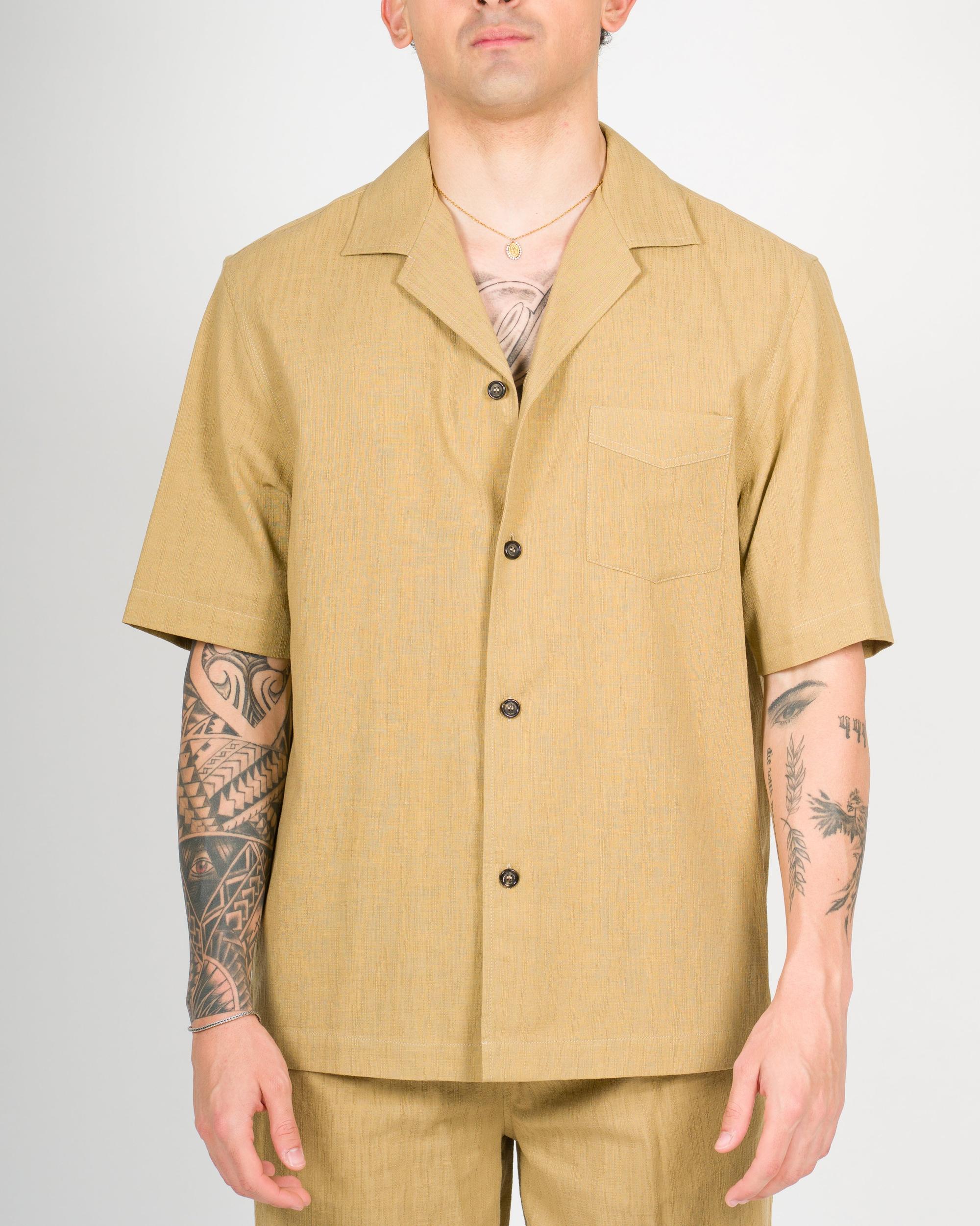 PAOLO PECORA Camicia manica corta cammello