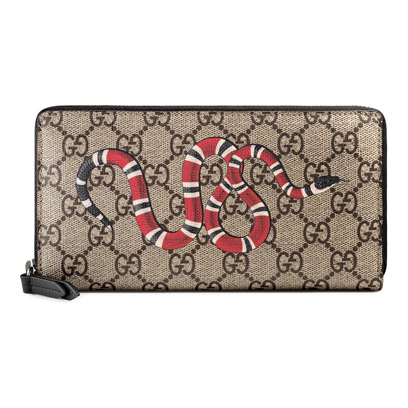Gucci Portafoglio con zip 'GG Supreme' con serpente Toni Uomo