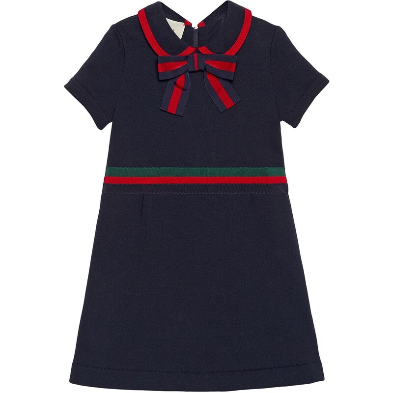 Gucci Kids Vestito con fiocco Web Blu Stileo