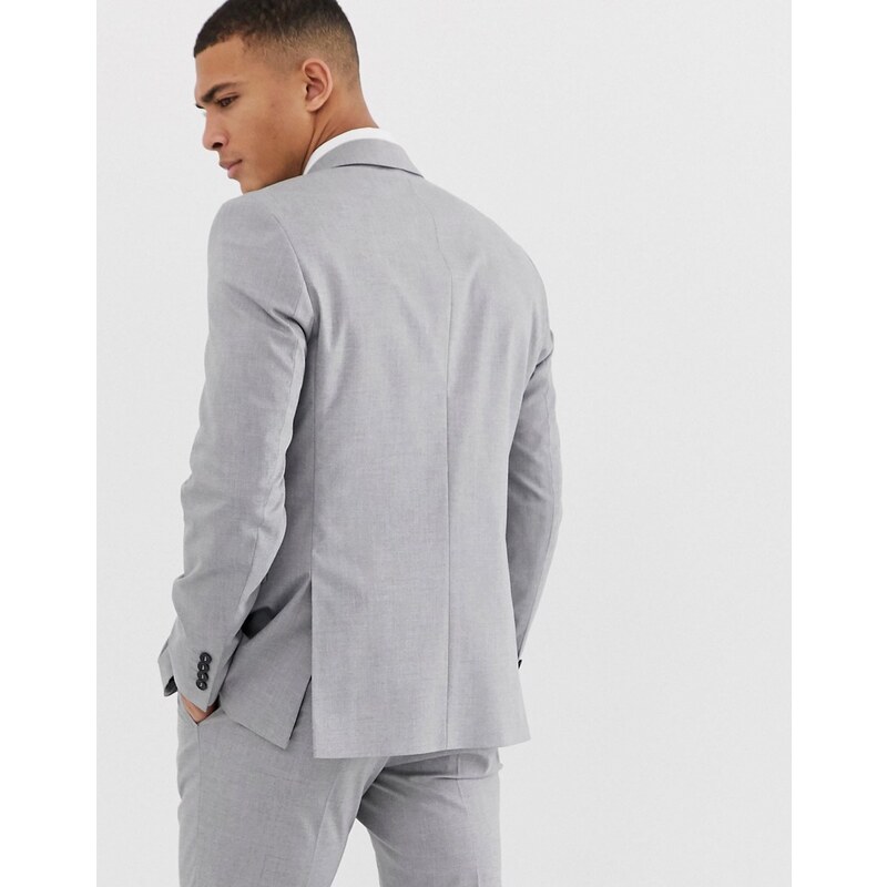 Selected Homme - Giacca da abito slim stretch grigio chiaro