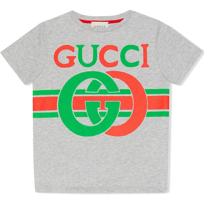 Gucci Kids T shirt con motivo Interlocking G Grigio Stileo