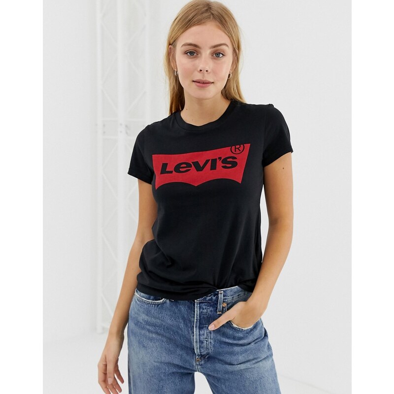 Levi's - Perfect - T-shirt con logo batwing-Nero