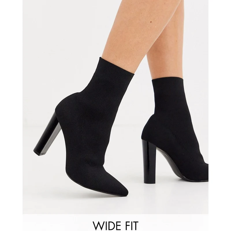 ASOS DESIGN Enhance Stivaletti pianta larga a calza in maglia