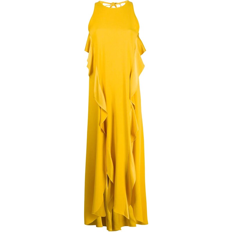 Poplin Vestito Giallo Twin Set TWINSET Abito Lungo Con Ruches Donna