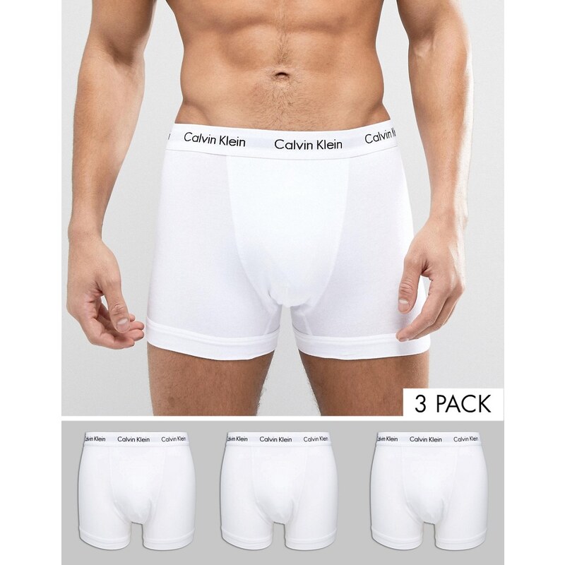 Calvin Klein - Cotton Stretch - Confezione da 3 boxer aderenti bianchi-Bianco