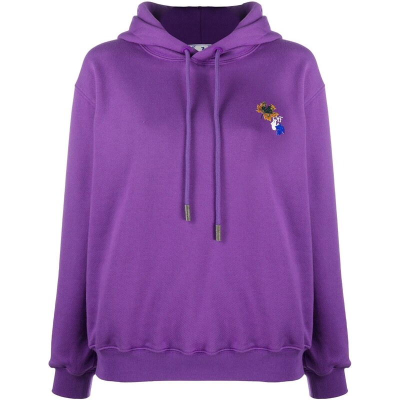 Off White Felpa con cappuccio Viola. Donna Stileo