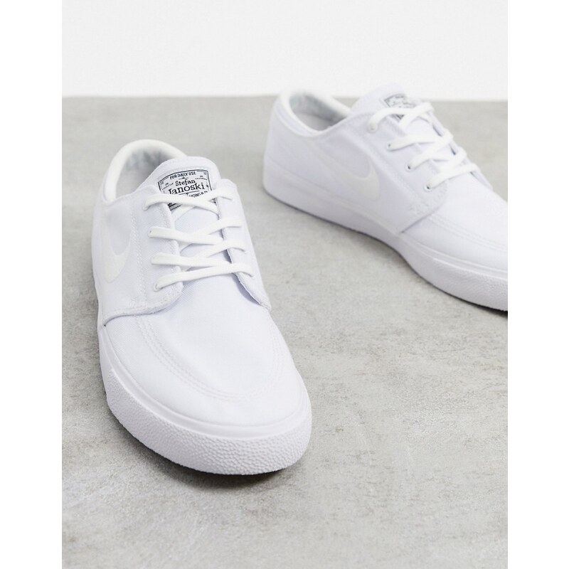 Nike SB Zoom Janoski Sneakers premium di tela triplo bianco Stileo