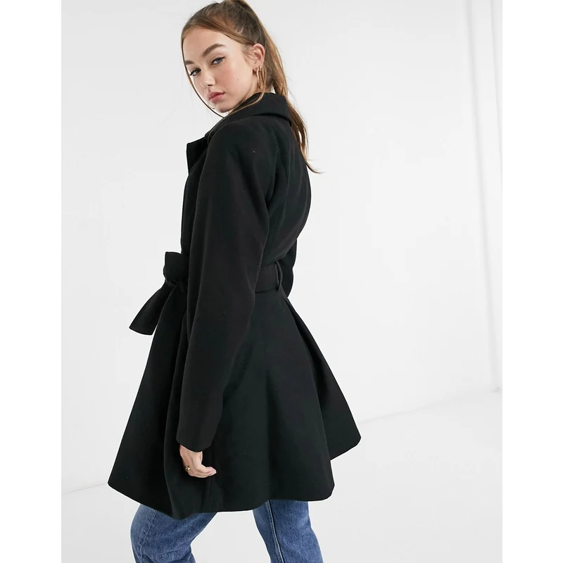 ASOS DESIGN Cappotto skater elegante nero con Donna