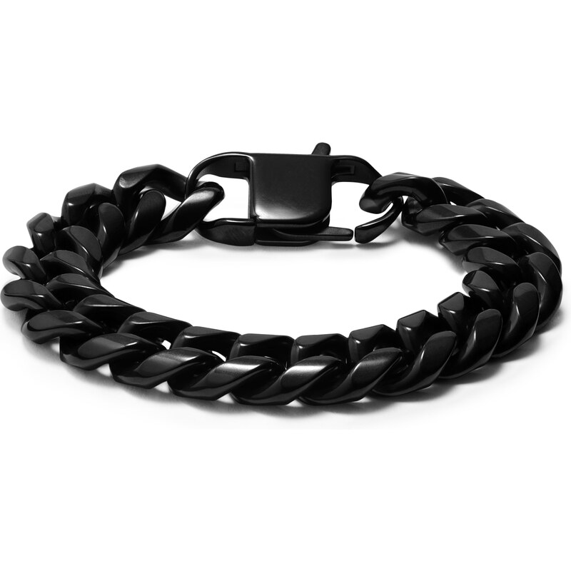 Lucleon Bracciale a catena in acciaio nero da 14 mm