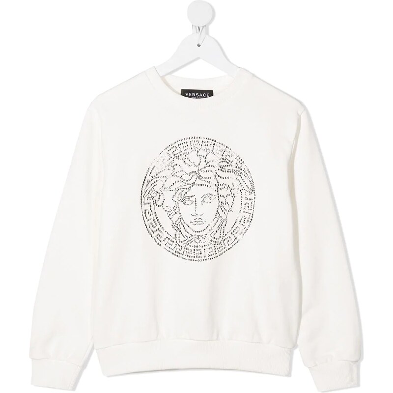 Versace Kids Felpa Medusa con strass Bianco