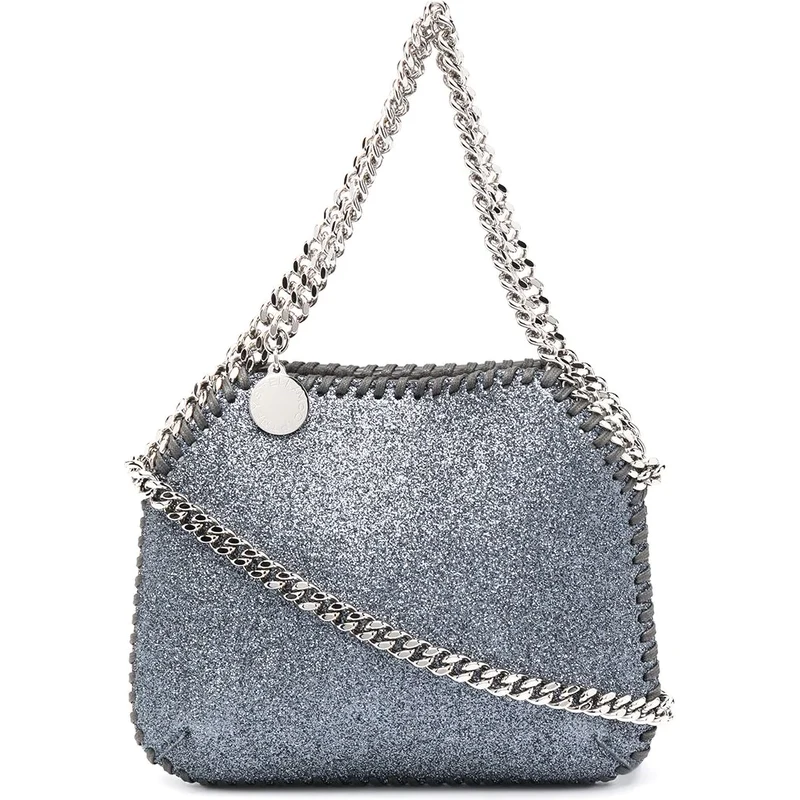Stella McCartney Borsa tote Falabella micro con glitter Blu