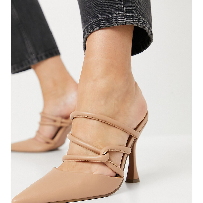 ASOS DESIGN Wide Fit - Wynter - Scarpe beige a pianta larga con fascia  imbottita e tacco alto-Neutro - Stileo.it