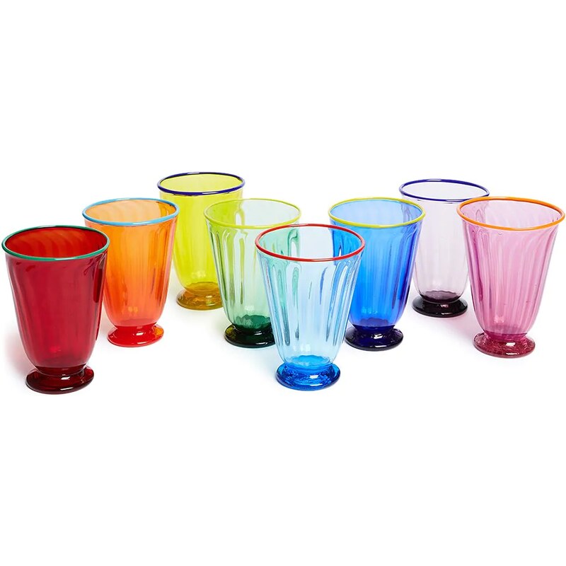 Ritzenhoff Sogno Estivo Set 2 Bicchieri Acqua 0,5 L – Vetro Blu/grigio/rosso – Made In Germany