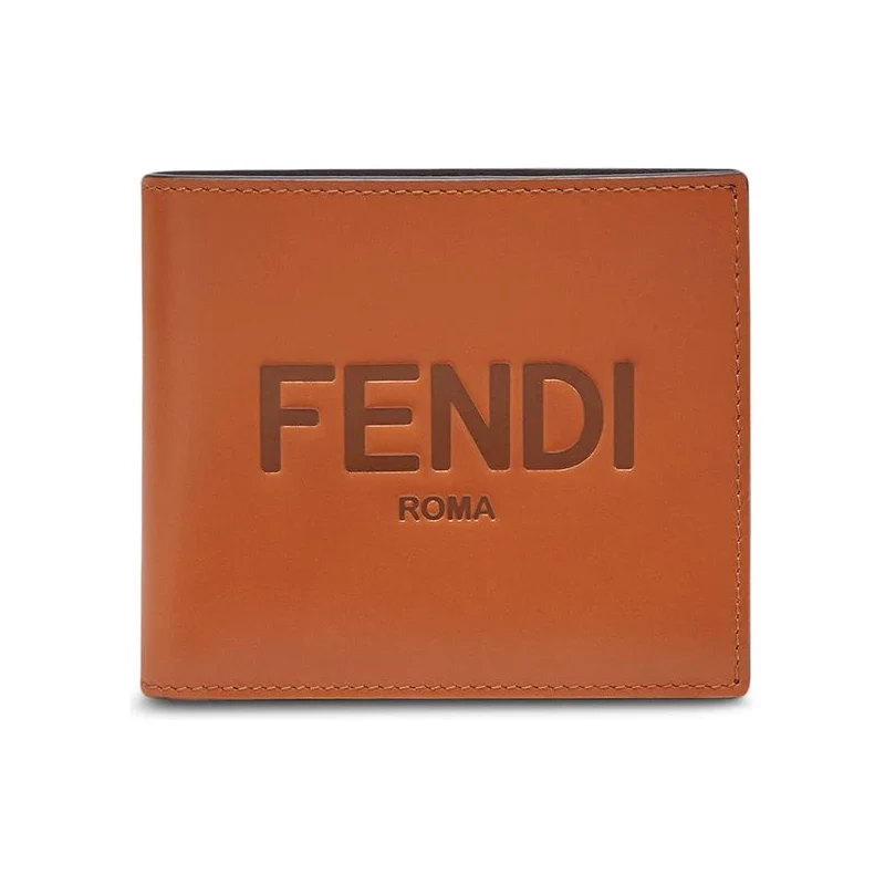 UOMO FENDI PORTACARTE MARRONE CON LOGO IN PELLE