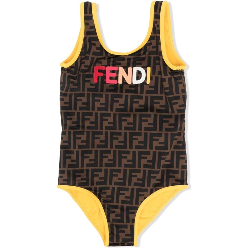 Fendi Kids Costume intero con stampa FF Marrone Stileo