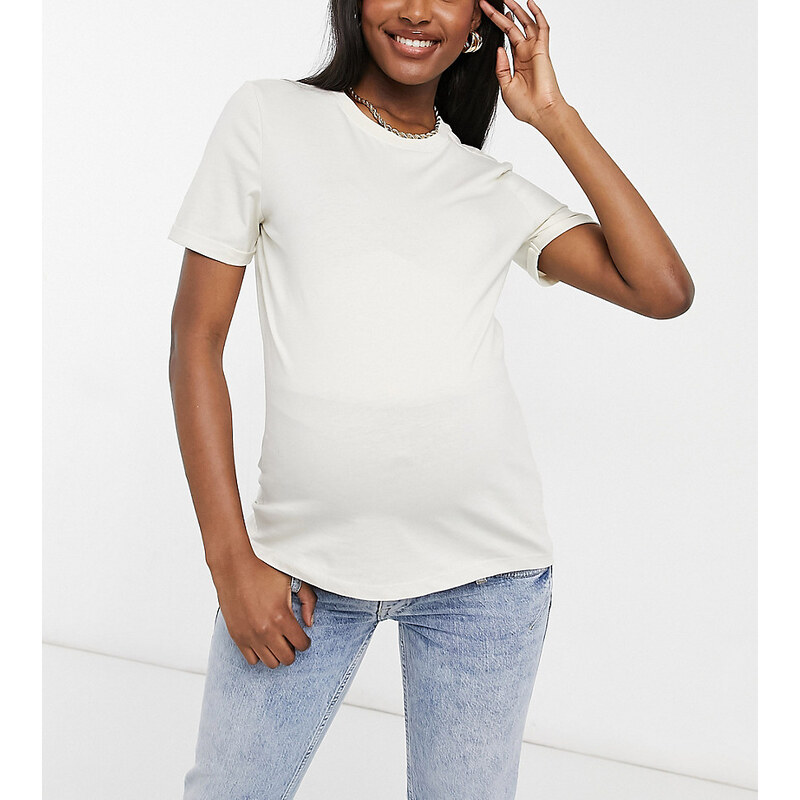 Pieces Maternity - T-shirt in cotone bianco