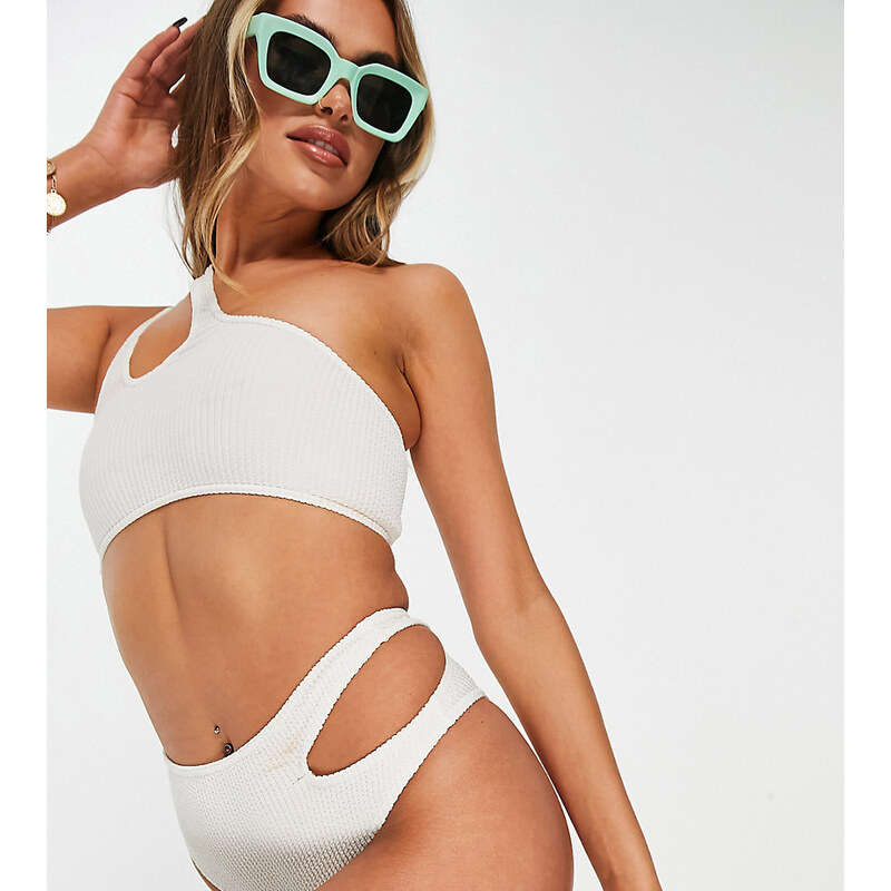 ASYOU - Slip bikini asimmetrico bianco con cut-out
